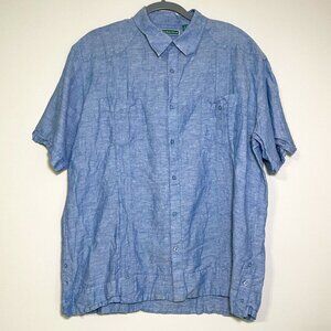 Men's XL Cubavera Linen/Cotton Blend Short Sleeve Button Down Shirt